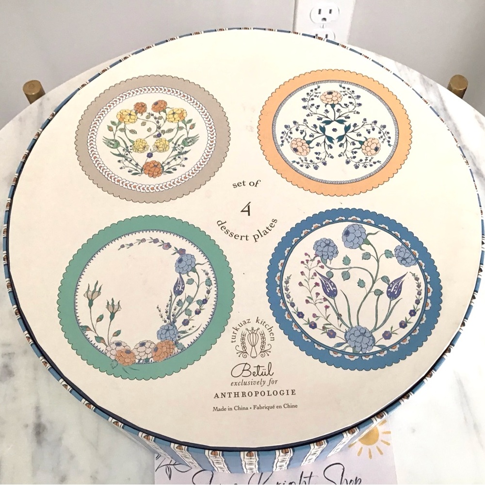 Anthropologie Turkuaz Kitchen Plates Handpainted Glazed Stoneware Floral NWT - Picture 6 of 13